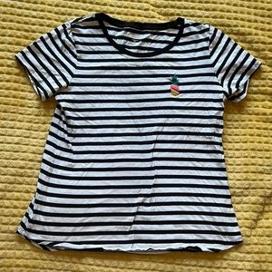 old navy, black and white xs shirt, rainbow pineapple embroidered detail